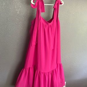 Brand New never worn bright pink chiffon high-low dress!